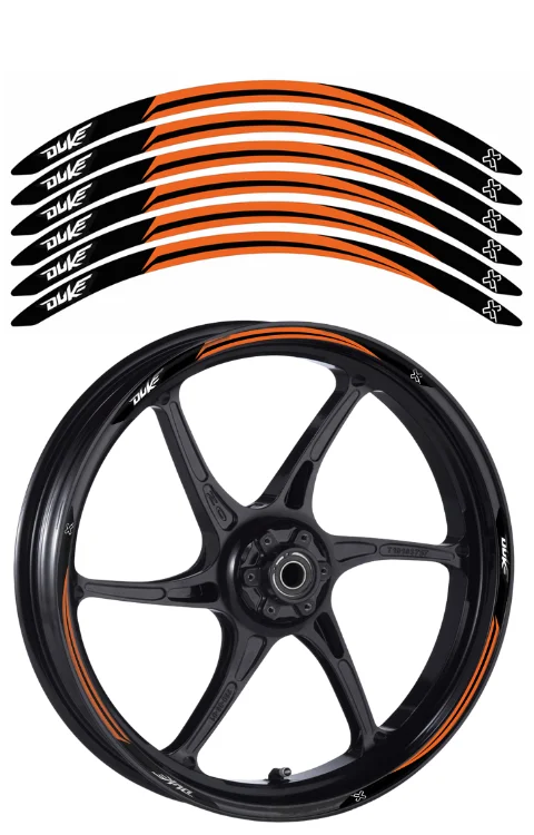 Alloy Wheel Radium Sticker For Duke 125/200/390 | Printed In Premium Radium With FPF(Fade Protection Film), Water Proof, Precut Sticker, Pack Of 6